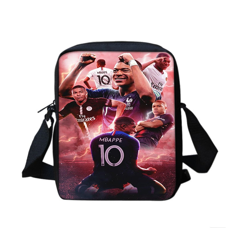 M-Mbappe Conjunto de 3 Peças Bolsa Escolar Mochila Esportiva de Futebol com Bolsas de Ombro Estojo para Canetas Mochila Escolar Jogador Estrela para Melhor Presente