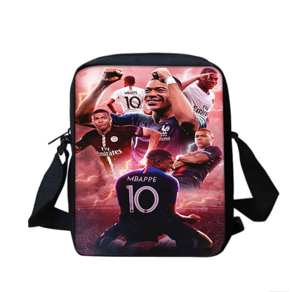 M-Mbappe Conjunto de 3 Peças Bolsa Escolar Mochila Esportiva de Futebol com Bolsas de Ombro Estojo para Canetas Mochila Escolar Jogador Estrela para Melhor Presente