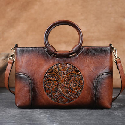 2025 New High Quality Leather Women Handbag Retro Handmade Embossed Shoulder Bag For Women Large Capacity Female Messenger Bags