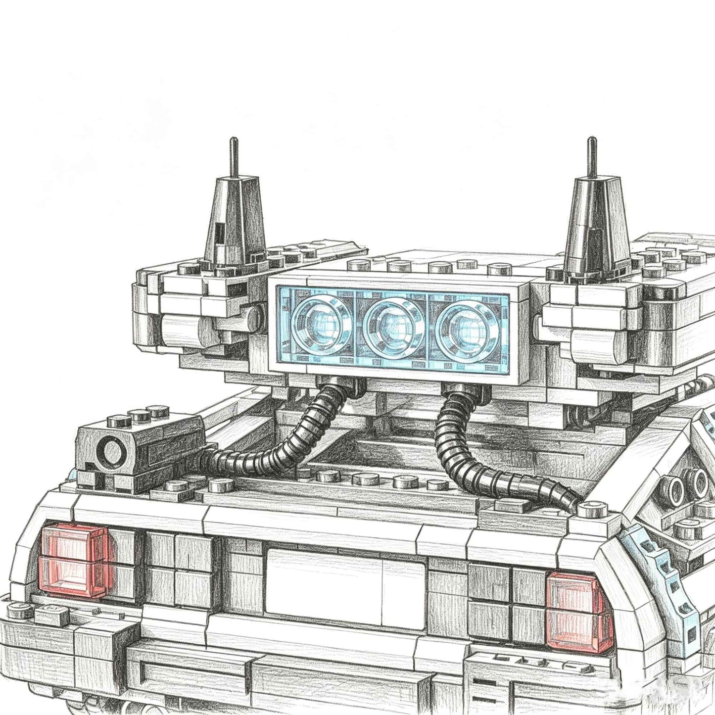 NEW 1872PCS Back to The Future Time Machines 2 Mini Figures 1:8 Scale Building Blocks Car Kit Collectible Authentically Detailed