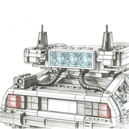 NEW 1872PCS Back to The Future Time Machines 2 Mini Figures 1:8 Scale Building Blocks Car Kit Collectible Authentically Detailed