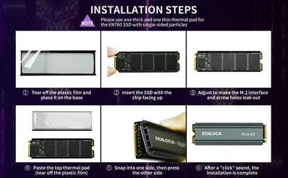 Ediloca EN760 SSD M.2 2280 NVME SSD with Heatsink PCIe Gen4.0x4 3D NAND TLC 4800MB/s Internal Solid State Drive for PS5/PC