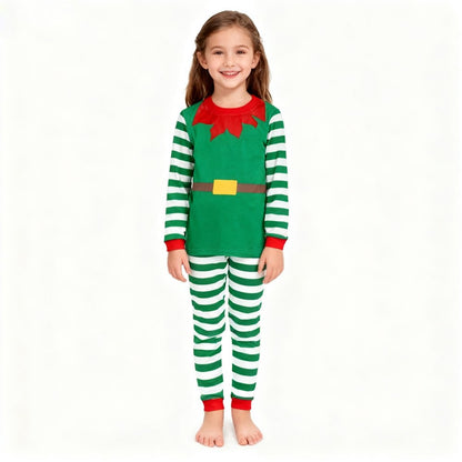 Boys Girls Christmas Pajamas Set Children Elf & Santa Costumes Baby Pijama Kids Long Sleeve Striped Pants Sleepwear For Xmas