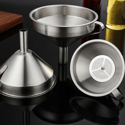 Stainless Steel Funnel Kitchen Oil Liquid Funnel Metal Funnel with Detachable Filter Wide Mouth Funnel for Canning Kitchen Tools