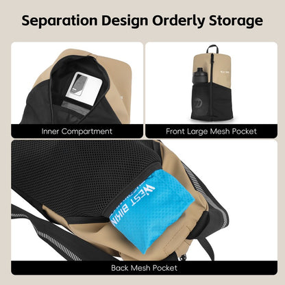 WEST BIKING Portable Lightweight Cycling Backpack Multi-Pocket Design Reflective Water Repellent Trekking Backpack Elastic Strap