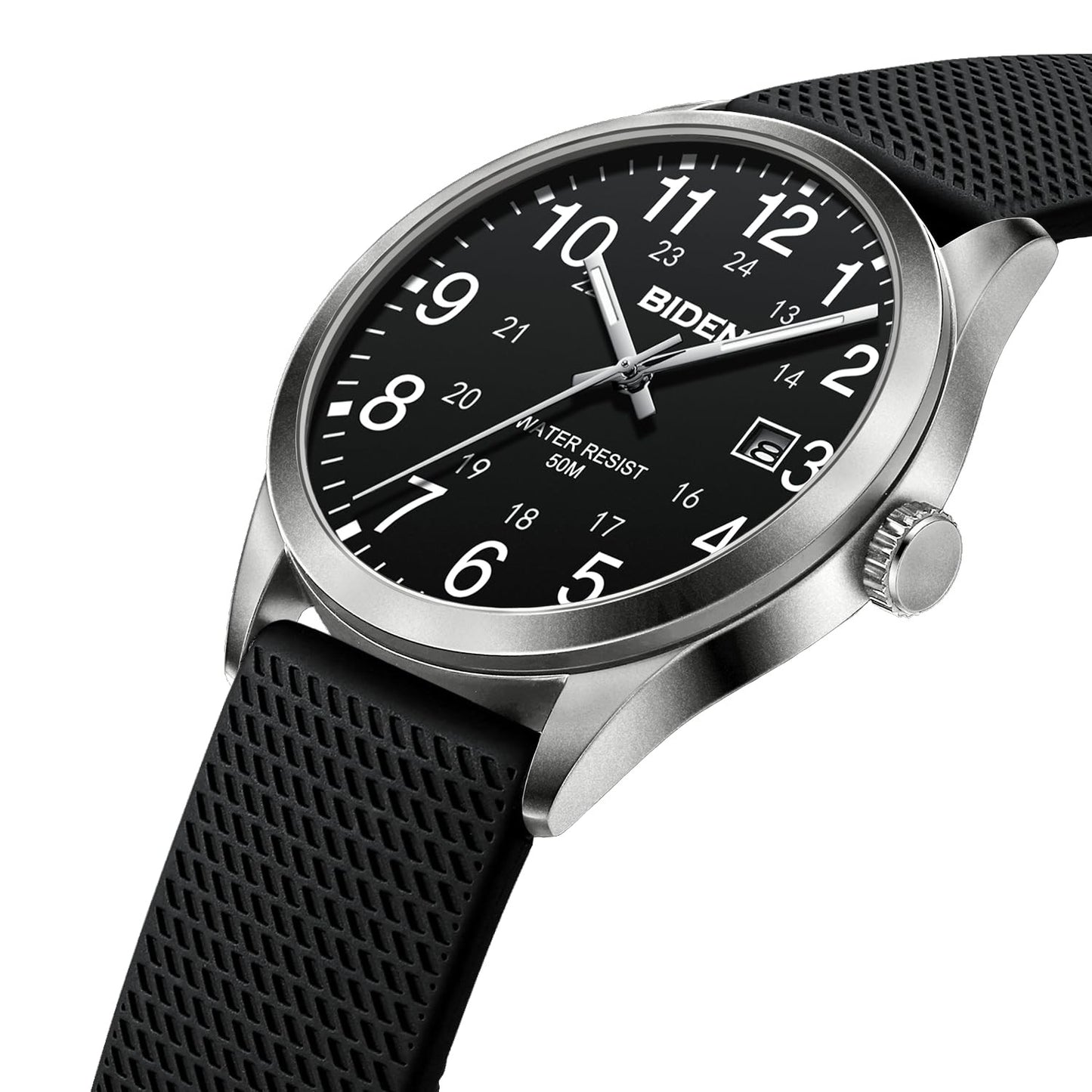 BIDEN Men's Watch Simulated Quartz Sports Men's and Women's Watch 30 Waterproof Second Hand Luminous Easy to Read Dial