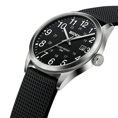 BIDEN Men's Watch Simulated Quartz Sports Men's and Women's Watch 30 Waterproof Second Hand Luminous Easy to Read Dial