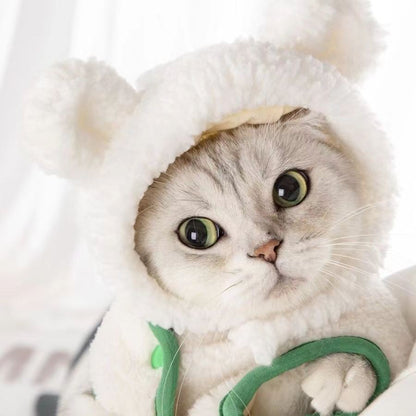 Urso Fofo Coelho Capuz Acessórios para Cães e Gatos de Estimação Cosplay Chapéu de Gato Inverno Lindo Ano Novo Gorro para Filhotes Veludo Macio Suprimentos para Animais de Estimação