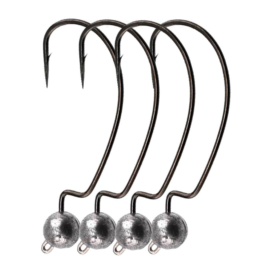 5 peças 3.5g 5g 7g 10g 14g Cabeça de anzol de jig de pesca com anzol offset, Anzol de cabeça redonda, anzol de pesca de barriga estreita de aço de alto carbono