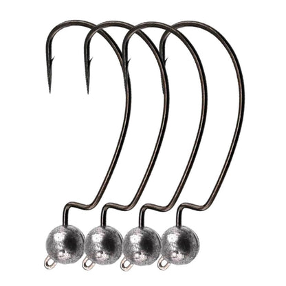 5 peças 3.5g 5g 7g 10g 14g Cabeça de anzol de jig de pesca com anzol offset, Anzol de cabeça redonda, anzol de pesca de barriga estreita de aço de alto carbono