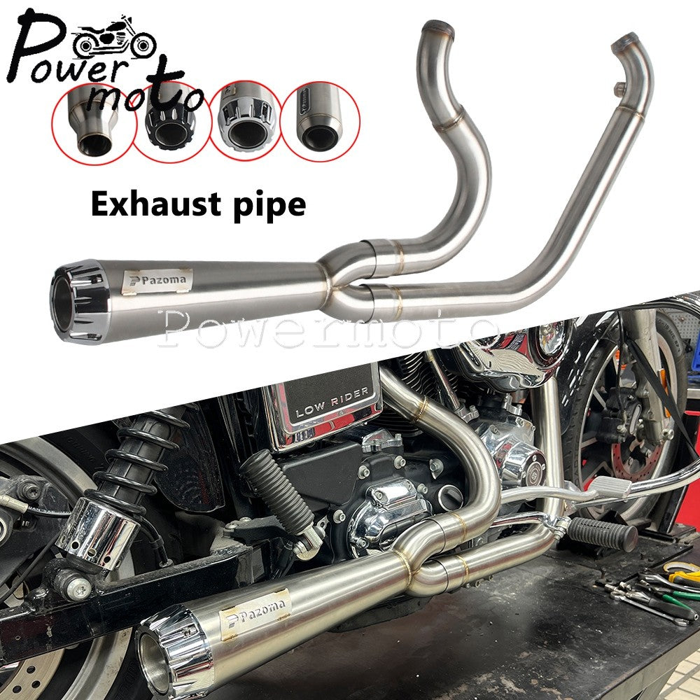 Big Bore Stepped 1 3/4" to 2" head pipe 2-into-1 Exhaust Pipe For Harley Dyna Fat Bob CVO Low Rider Street Bob Super Glide 06-17