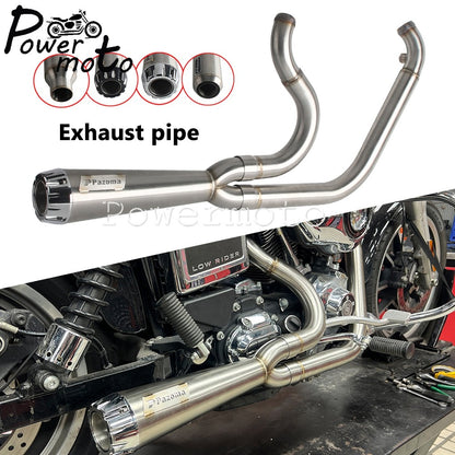 Big Bore Stepped 1 3/4" to 2" head pipe 2-into-1 Exhaust Pipe For Harley Dyna Fat Bob CVO Low Rider Street Bob Super Glide 06-17