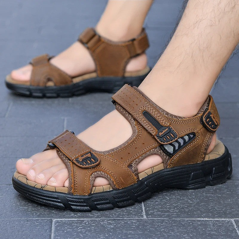 Classic Mens Sandals Summer Genuine Leather Sandals Men Outdoor Casual Lightweight Sandal Fashion Men Sneakers Size 38-46