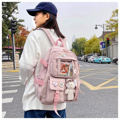 Mochila Feminina Fofa Desenho Animado Moda Adolescente Estudante Mochila Escolar Adorável Bolsa Feminina Mochila Escolar Versátil para Meninas