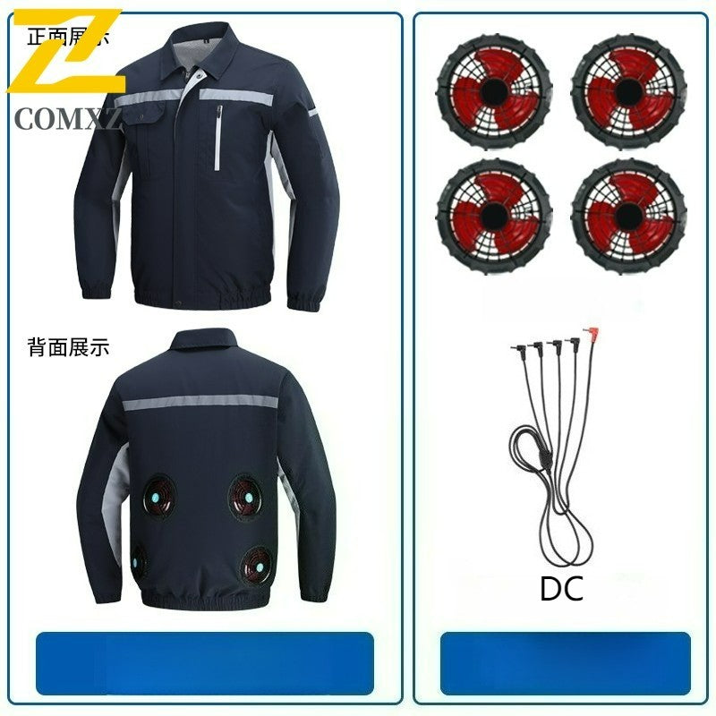 Summer Cooling Jacket Men's Hooded Fan Jacket Heat Resistant Fan Air Conditioner Clothes Breathable Outdoor Fishing Fan Workwear
