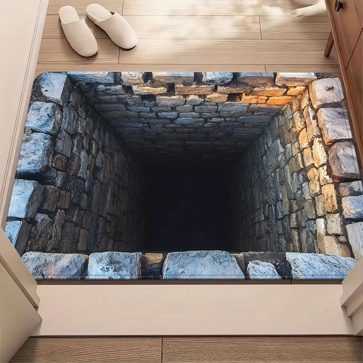 Stone Tunnel Illusion Mat: Add Depth to Your Entryway | Creative Doormats | 3D Visual Effects Flooring Skid resistant carpet