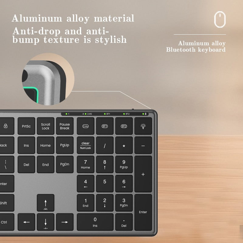 Teclado Bluetooth Retroiluminado Multidispositivo Tamanho Normal Teclado Sem Fio com Teclado Numérico, Teclado Multimídia Fino Recarregável
