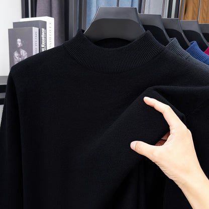 Half Turtleneck Knitwear Sweater New Autumn/Winter Mock Neck Sweatshirts Solid Color Pullovers Man Brand Casual Mens Clothing