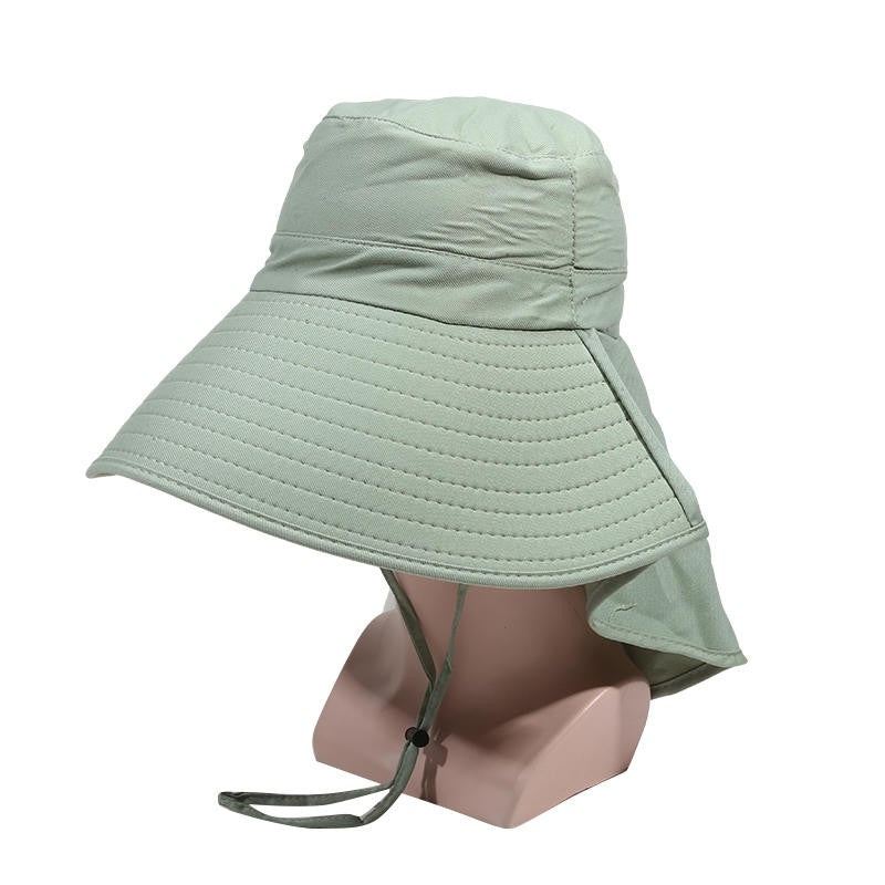 Chapéu de Proteção Solar de Verão Feminino, Viseira para Sol, Pesca, Caminhada, Viagem, Proteção de Pescoço, Lenço, Chapéu de Balde