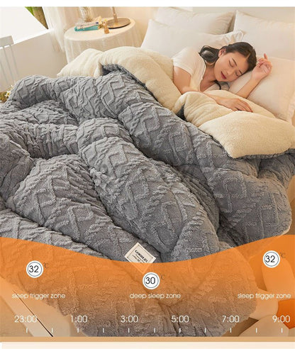 Manta de Cama Grossa de Inverno Quente de Alta Qualidade Cordeiro Artificial Caxemira Cobertores Pesados Edredom de Inverno Mais Grosso e Quente