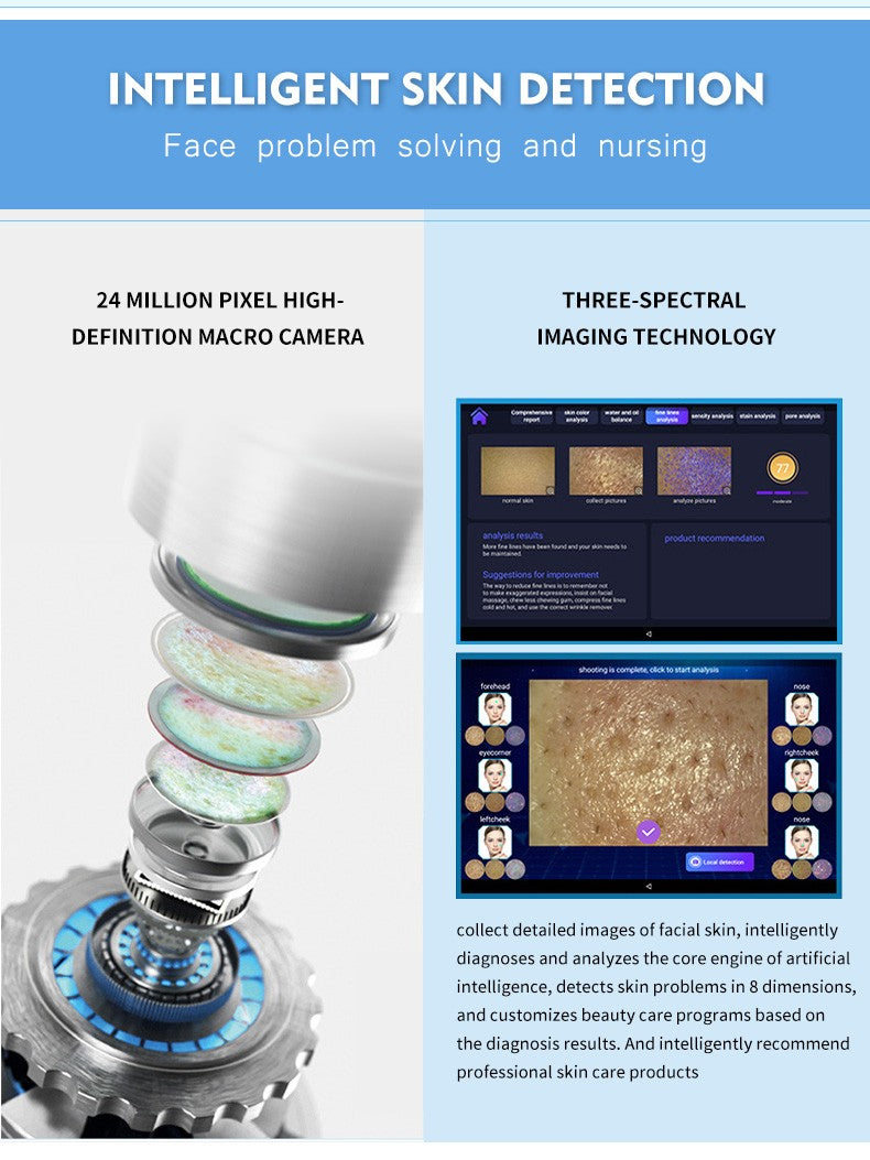 7 in 1 Smart Ice Blue Multifunctional Facial Care Instrument Facial Deep Cleansing Hydrating Microdermabrasion Machine