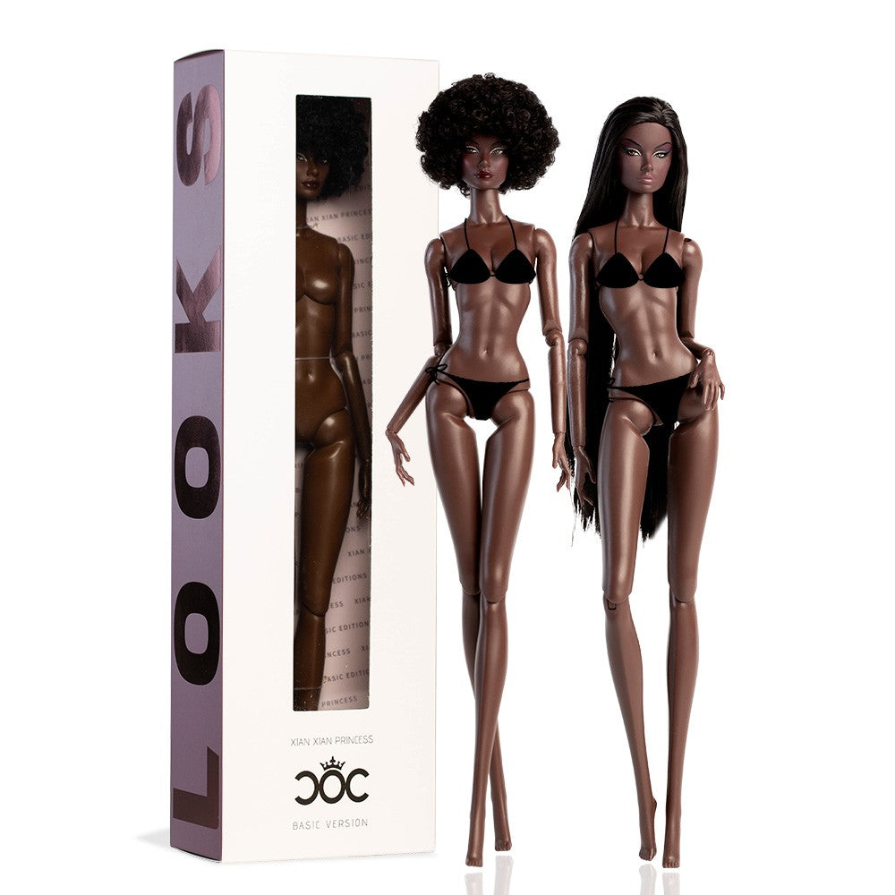 Xianxian Doll 32cm GALA ELARA BJD Supermodel Charcoal Skin Afro Straight Wavy Wig Set Limited Collector Birthday Gift