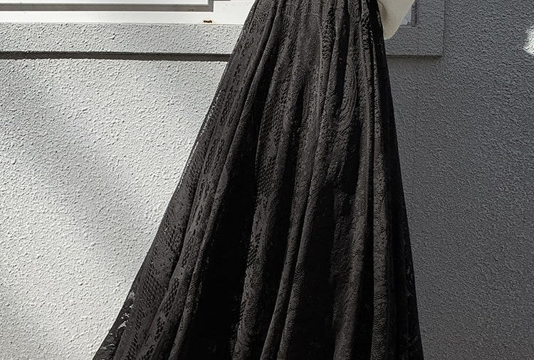 Plus Size plus Size Lace Hollow out f Skirt mid Waist Long Sle Fairy Skirt A-Line Umbrella Skirt Trendy Women's Clothing