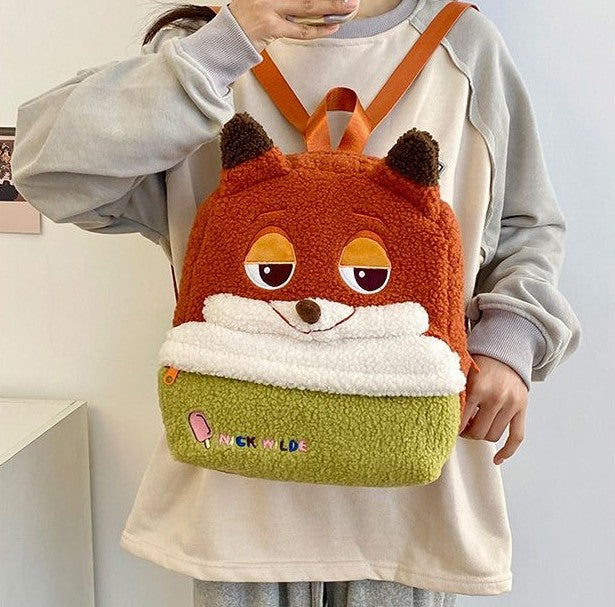 Mochila de pelúcia fofa Disney Nick e Judy, mochila de desenho animado ultraleve de grande capacidade, bolsa de boneca para estudantes, presente infantil