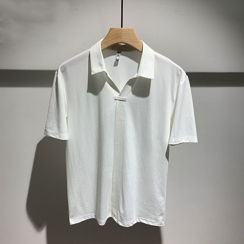 New Handsome Fashionable Casual Thin Lapel Short-sleeved Shirt for Men in Summer Trendy High-end Men's Shirt