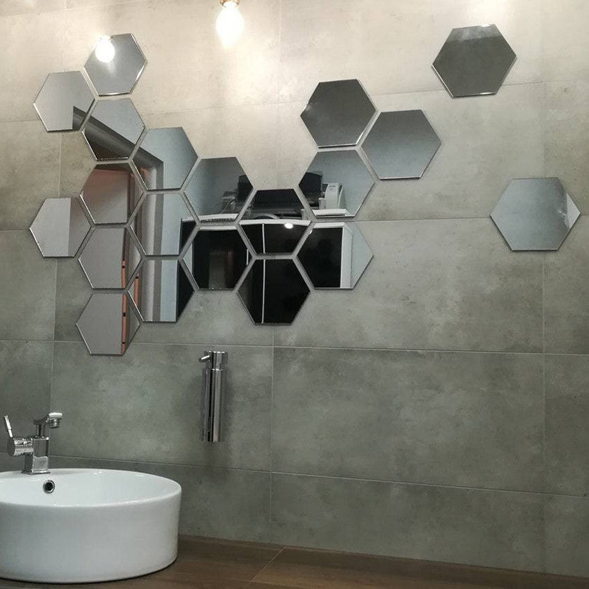 3/6/12pcs 3D Hexagon Mirror Wall Sticker DIY TV Background Living Room Stickers Wall Decor Bedroom Bathroom Home Decoration
