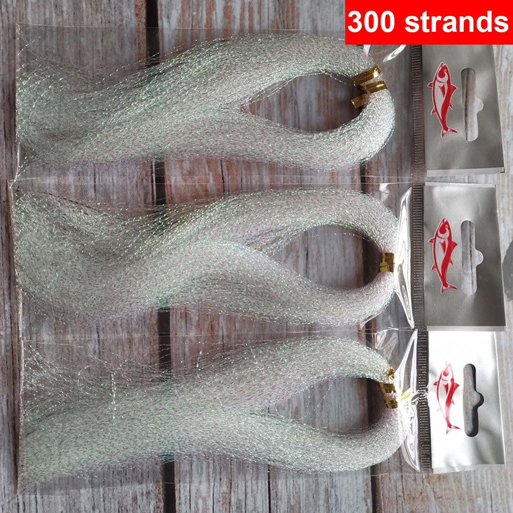 Pacote com 3 ou 10 unidades de 300 fios de tinsel torcido para iscas de pesca com mosca, linha de amarração, flash de cristal brilhante, material DIY