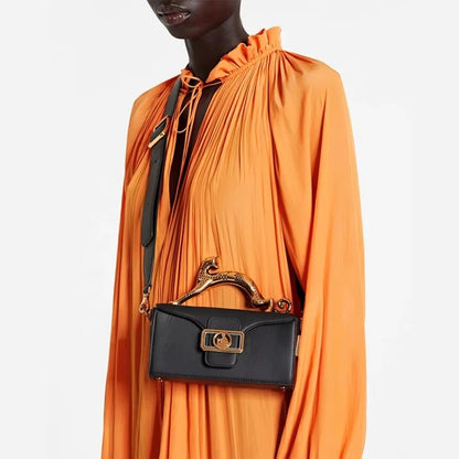 Elegant Fashion Luxury Brand Replica Handbag for Women New In High-Quality Metal Handle Designer Shoulder Bag Rectangular Shape