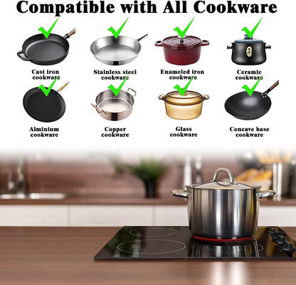 Karinear 4 Burners Electric Cooktop, 24 Inch Built-in, 220-240v, 6000W, Knob Control, Residual Heat Indicator,Hard Wire(No Plug)