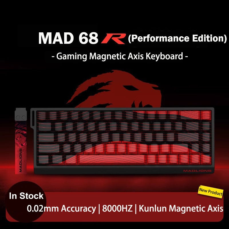 Teclado Gamer Switch Magnético MADLIONS MAD 60/68HE Com Fio Drive Web Custom 8K 61/68 Retorno RT Ajustável Hot Swap