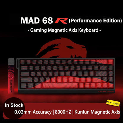 Teclado Gamer Switch Magnético MADLIONS MAD 60/68HE Com Fio Drive Web Custom 8K 61/68 Retorno RT Ajustável Hot Swap