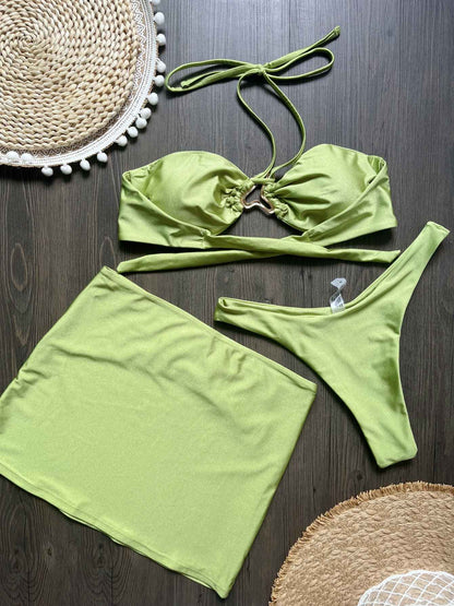 Sexy 3pieces Micro Bikini 2025 Women Swimsuit Female Swimwear Brazilian Bikinis Set Hollow Out Beachwear Bathing Suit Biquini