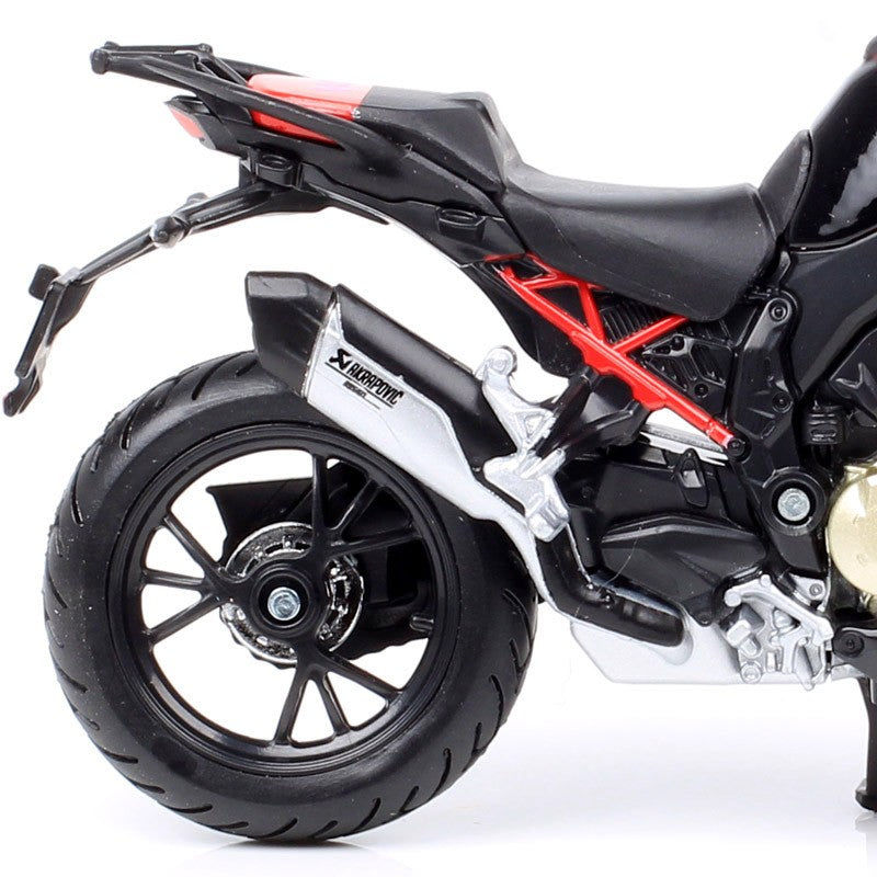 Miniaturas de moto de aventura Bburago Ducati Multistrada V4 Pikes Peak em escala 1/18, modelo de motocicleta de brinquedo diecast, vermelha