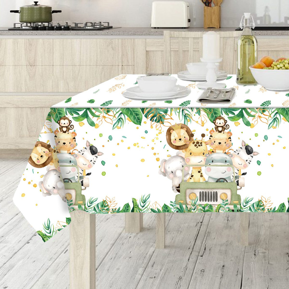 Cartoon Animal Tablecloth Jungle Safari Theme Party Supplies Disposable Table Cover Baby Shower Kids Birthday Party Decorations