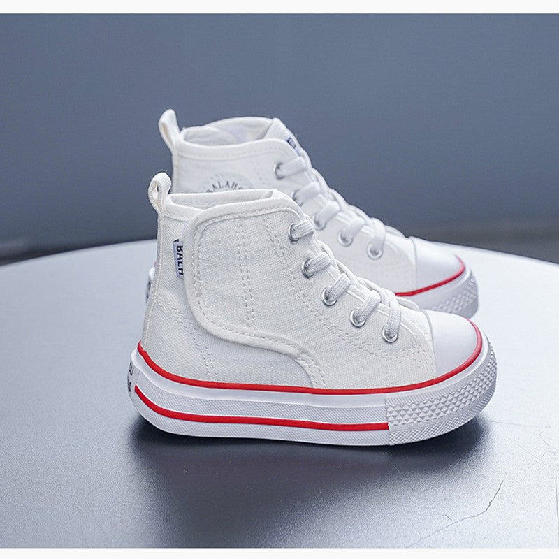 Spring and Autumn New Children's Canvas Shoes Boys High-Top White Shoes Girls Casual Shoes Parent-Child Shoes Board Shoes