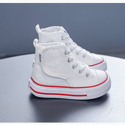 Spring and Autumn New Children's Canvas Shoes Boys High-Top White Shoes Girls Casual Shoes Parent-Child Shoes Board Shoes