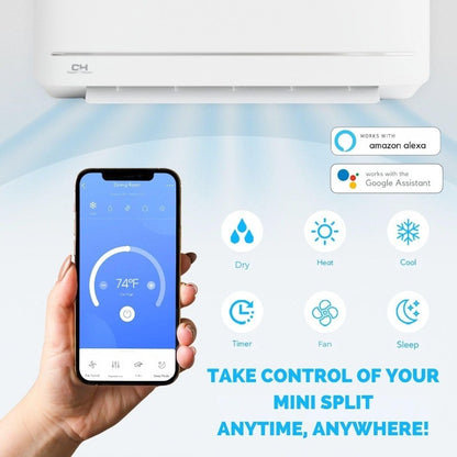 Ar Condicionado e Bomba de Calor Mini Split sem Dutos de Parede de Zona Única Cooper & Hunter 9.000 BTU 115V – 21.5 SEER2