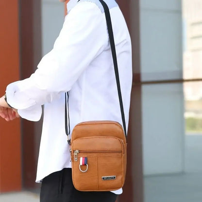 Crossbody Bag Men's High Quality PU Leather Shoulder Bag Large Capacity Chest Bag Fashion Casual Solid Color Crossbody Bag