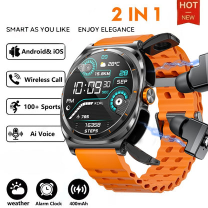 Chamada Bluetooth IP68 à Prova D'Água 2025 Novo Smartwatch 2 em 1 Atualizado com Fones de Ouvido Bluetooth TWS Para Homens e Mulheres Smartwatch Esportivo
