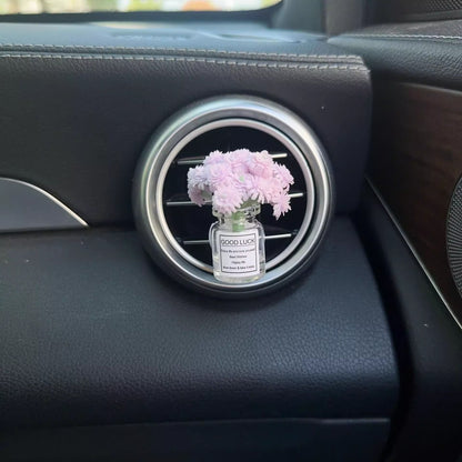Enfeites de clipe de saída de ar do console central do carro, flores simuladas, clipe de carro, enfeites de vaso de vidro de jasmim, respira bebê para meninas, decorações