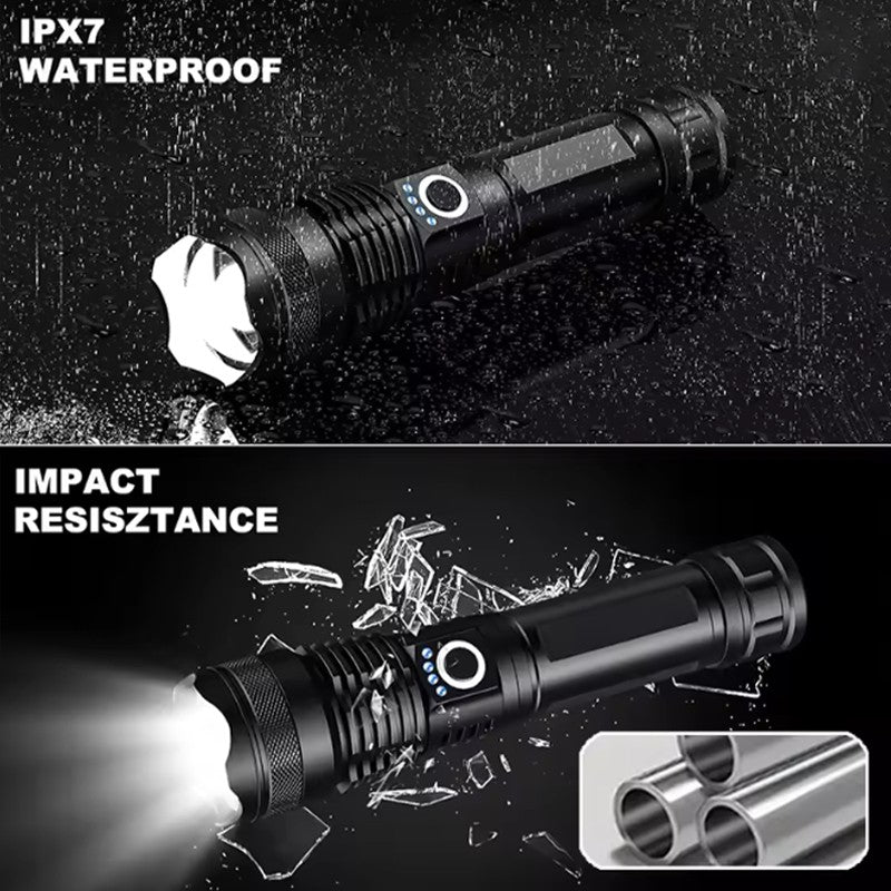 Rechargeable LED Flashlight High Power Zoomable Aluminum Alloy Portable Flashlight for Camping Hiking Outdoor Night Search