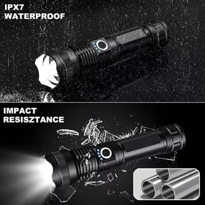 Rechargeable LED Flashlight High Power Zoomable Aluminum Alloy Portable Flashlight for Camping Hiking Outdoor Night Search