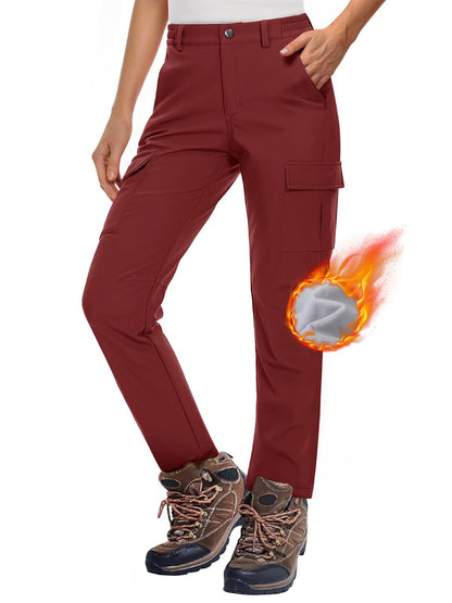 MAGCOMSEN Women's Softshell Pants Fleece Lined Winter Hiking  Ladies Pants Snow Ski Trousers Waterproof Ripstop Warm Cargo Pants