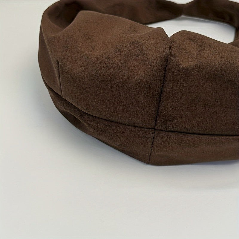 Retro Suede Leopard Print Saddle Bag for Women, Trendy Autumn and Winter Fashion, Underarm Bag, Large Capacity Handbag