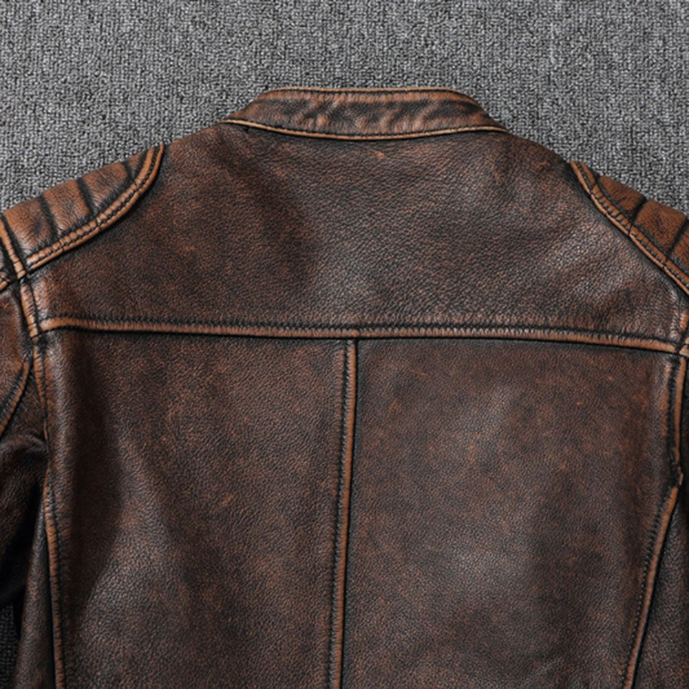 Men Imatition Leather Retro Stand Collar Jacket PunkStyle Coat Motorcycle Clothe