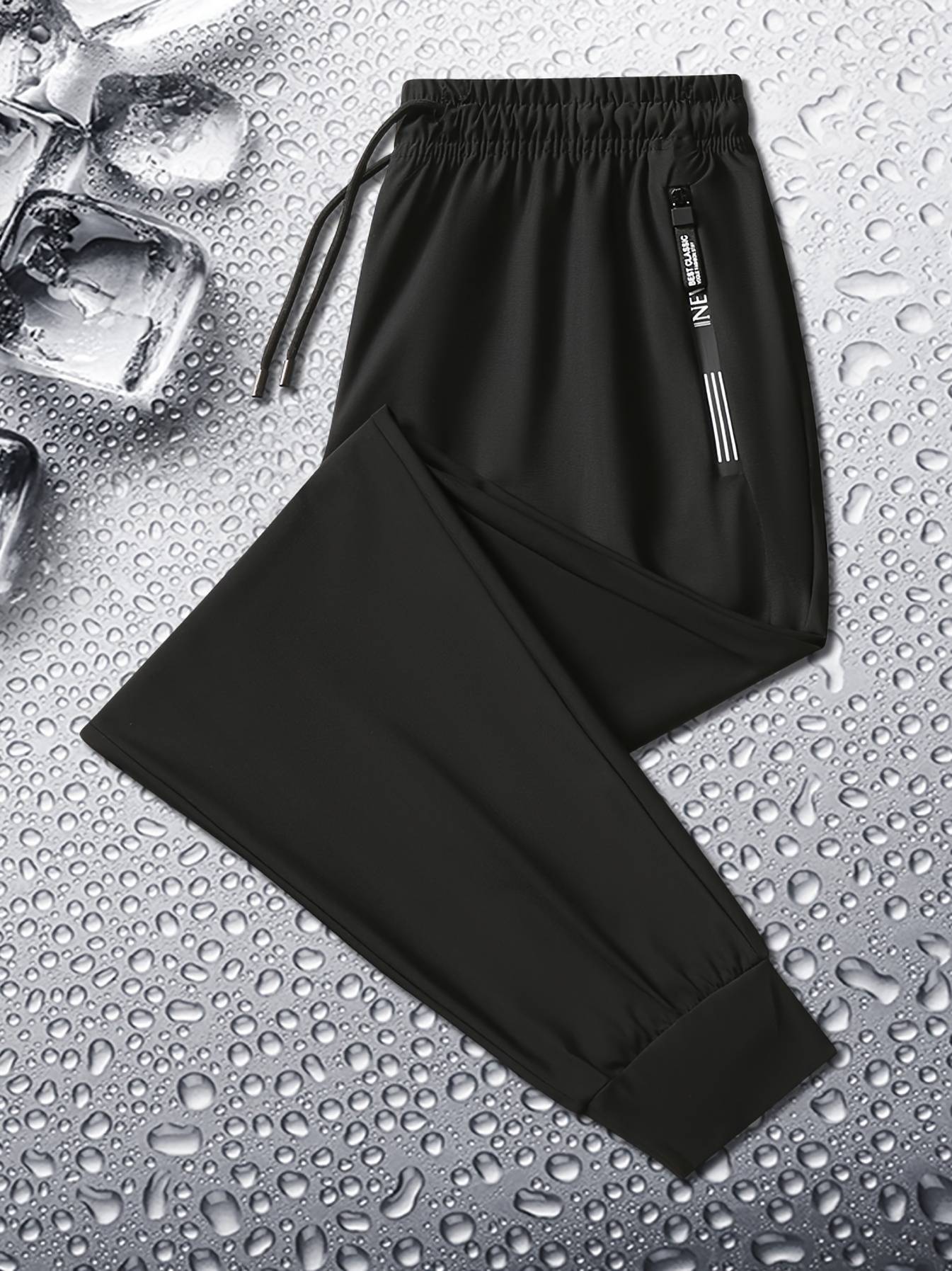 Calça Jogging Masculina de Verão Duas Cores Respirável Elástica Esportiva com Zíper Calça Jogger Masculina Reta para Pesca Academia